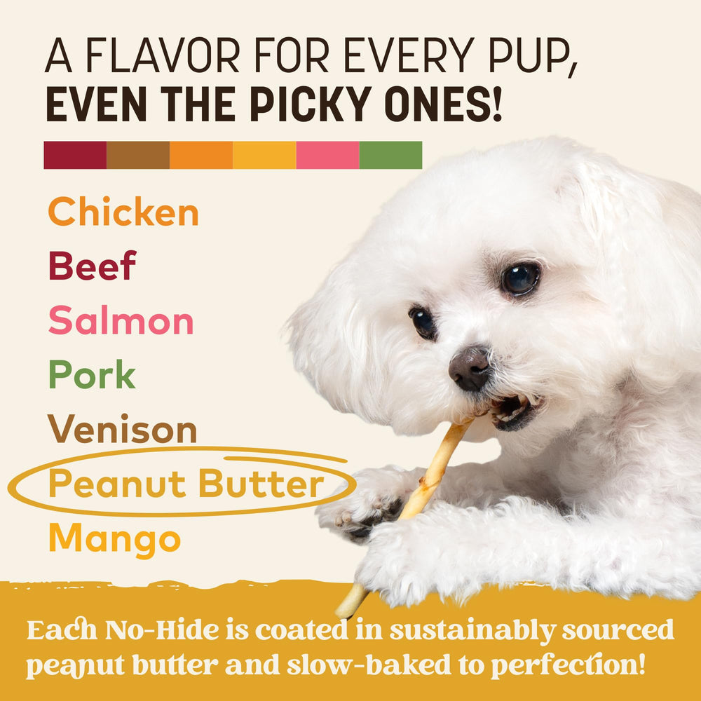 Earth Animal No Hide Stix dog-chewing close-up shows gentle chew for small dogs.