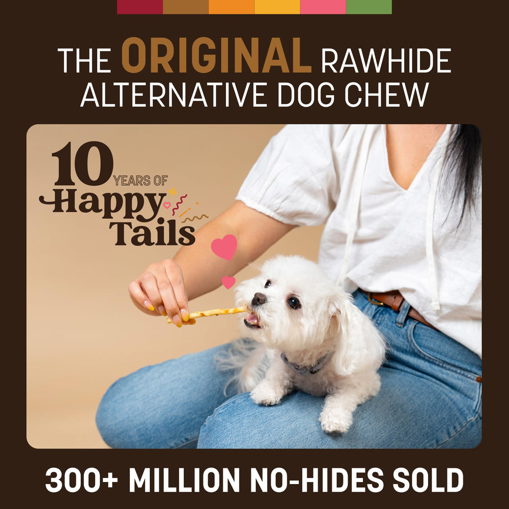 Ingredients like brown rice flour and eggs in Earth Animal No-Hide Stix.