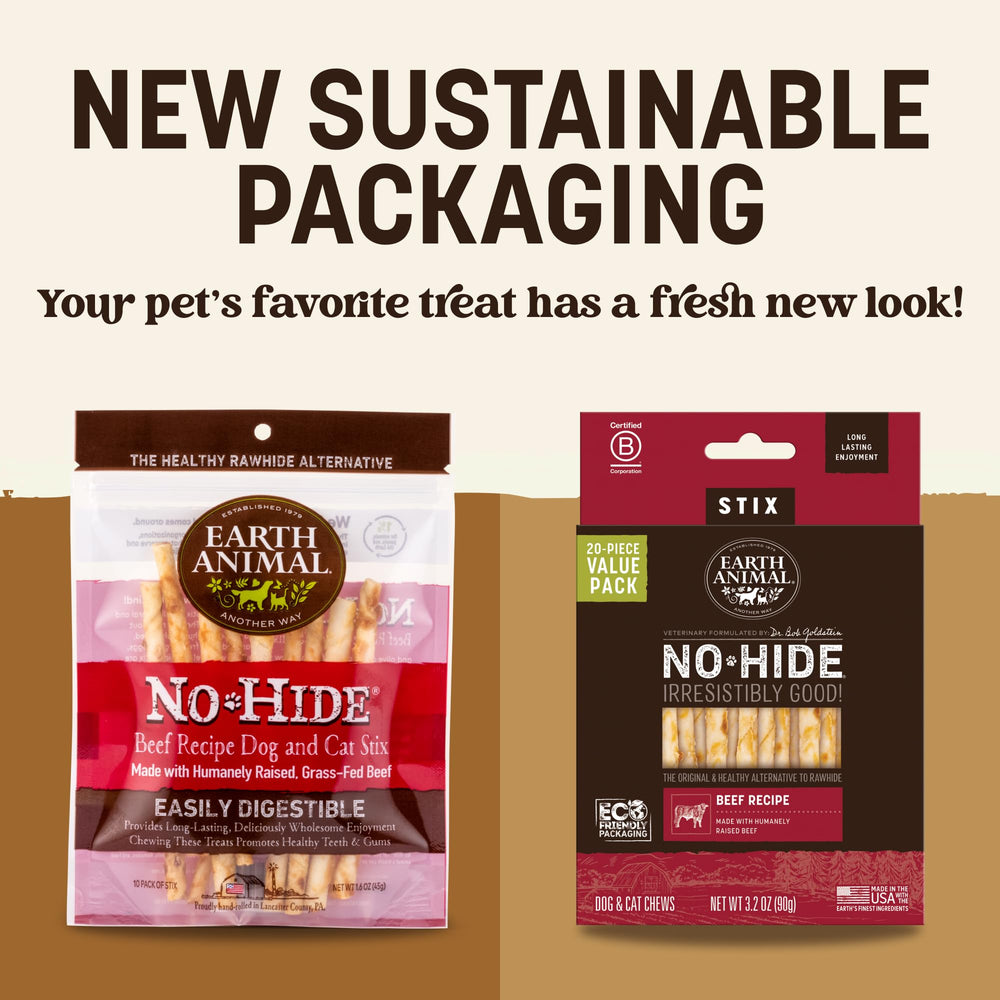 Earth Animal No Hide Stix ingredients close-up showing brown rice flour and eggs for natural nutrition.