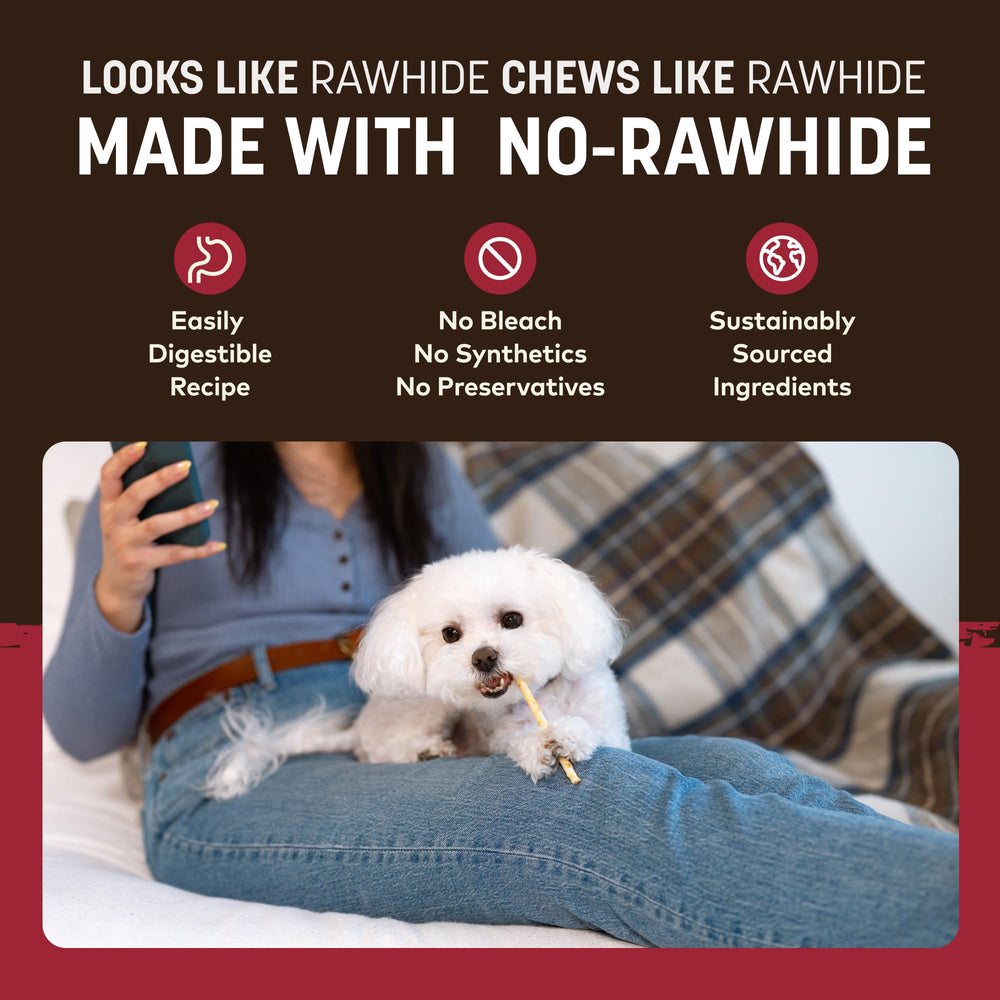 Earth Animal No Hide Stix support safe chewing with proper size for small breeds.