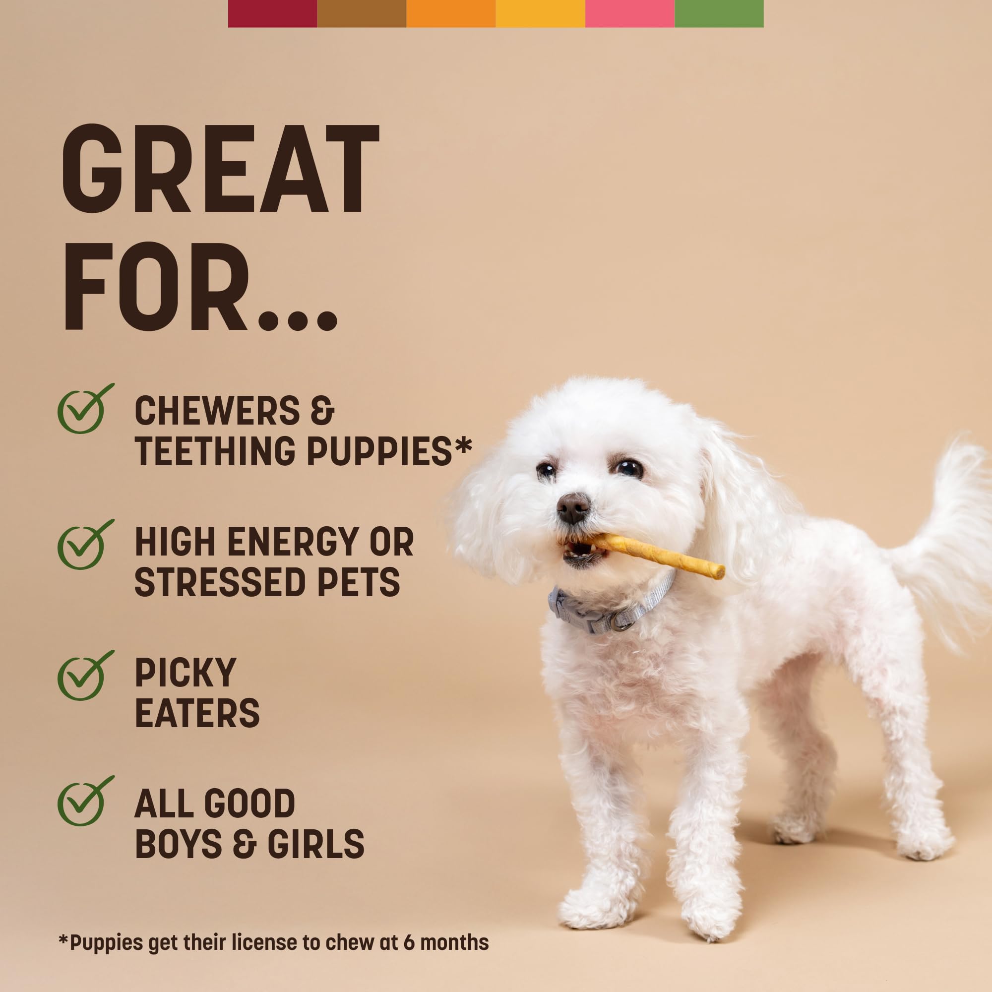 Earth Animal No Hide Stix safety guide display for supervised chewing