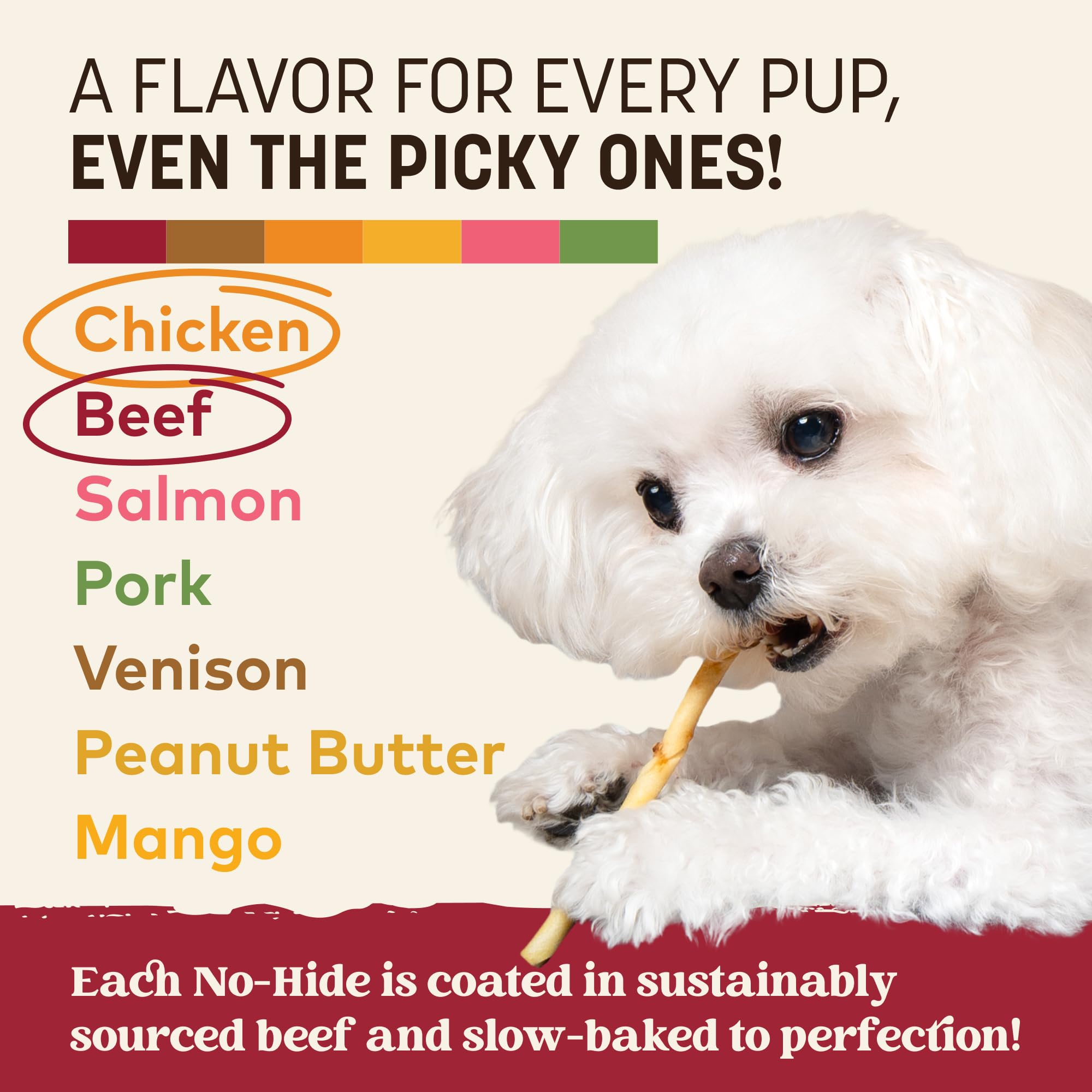 Earth Animal No-Hide Stix ingredients like brown rice flour and bananas.