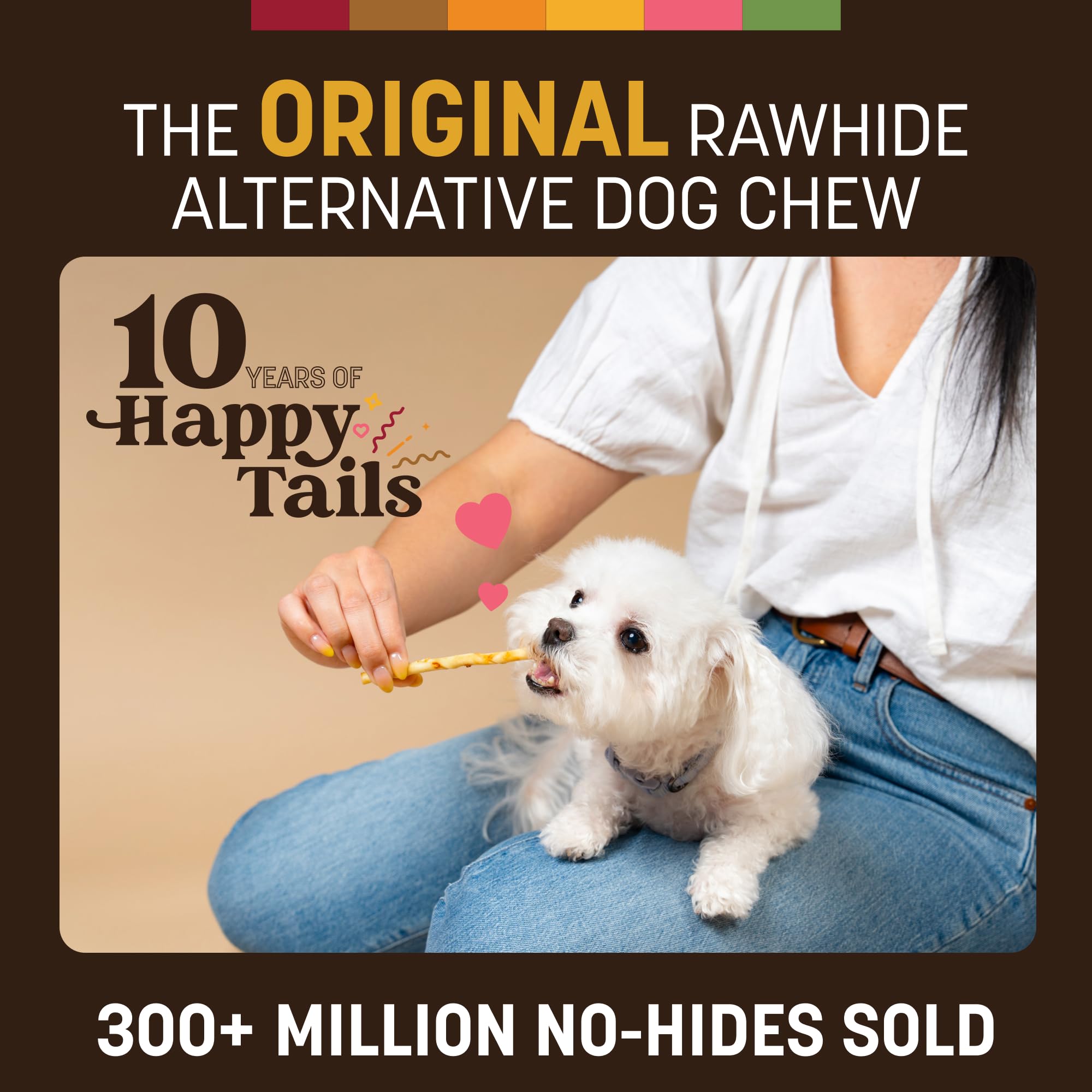 Small dog enjoying No-Hide Stix, ideal for pets under 10 lbs.