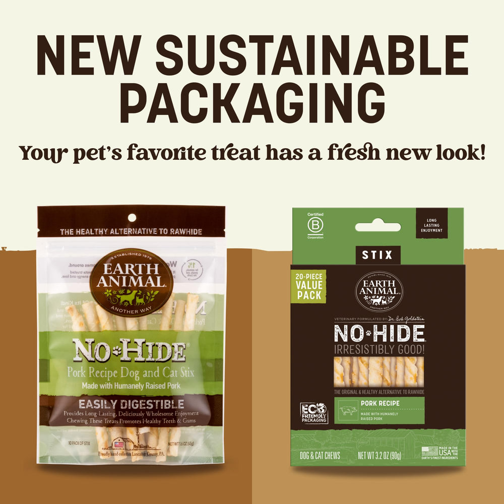 Earth Animal No-Hide Stix small-dog chew closeup highlighting texture and long-lasting chew