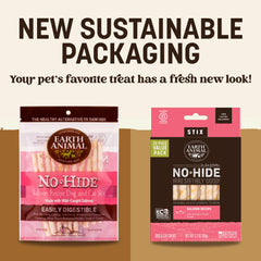 Earth Animal No Hide Stix salmon bite-sized chews ideal for extra small dogs under 10 lbs.