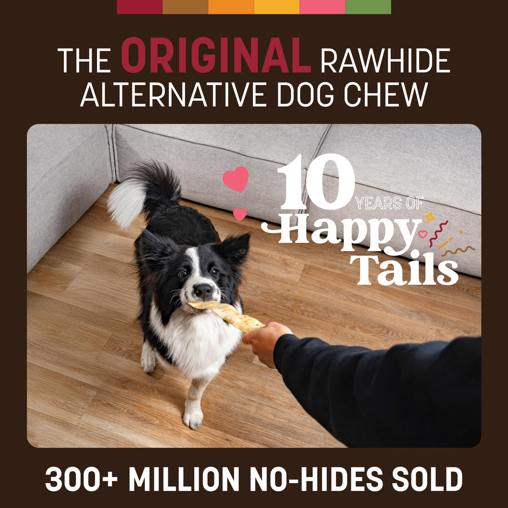 Earth Animal No-Hide Strips ingredients list shows simple, real-food components for dogs.