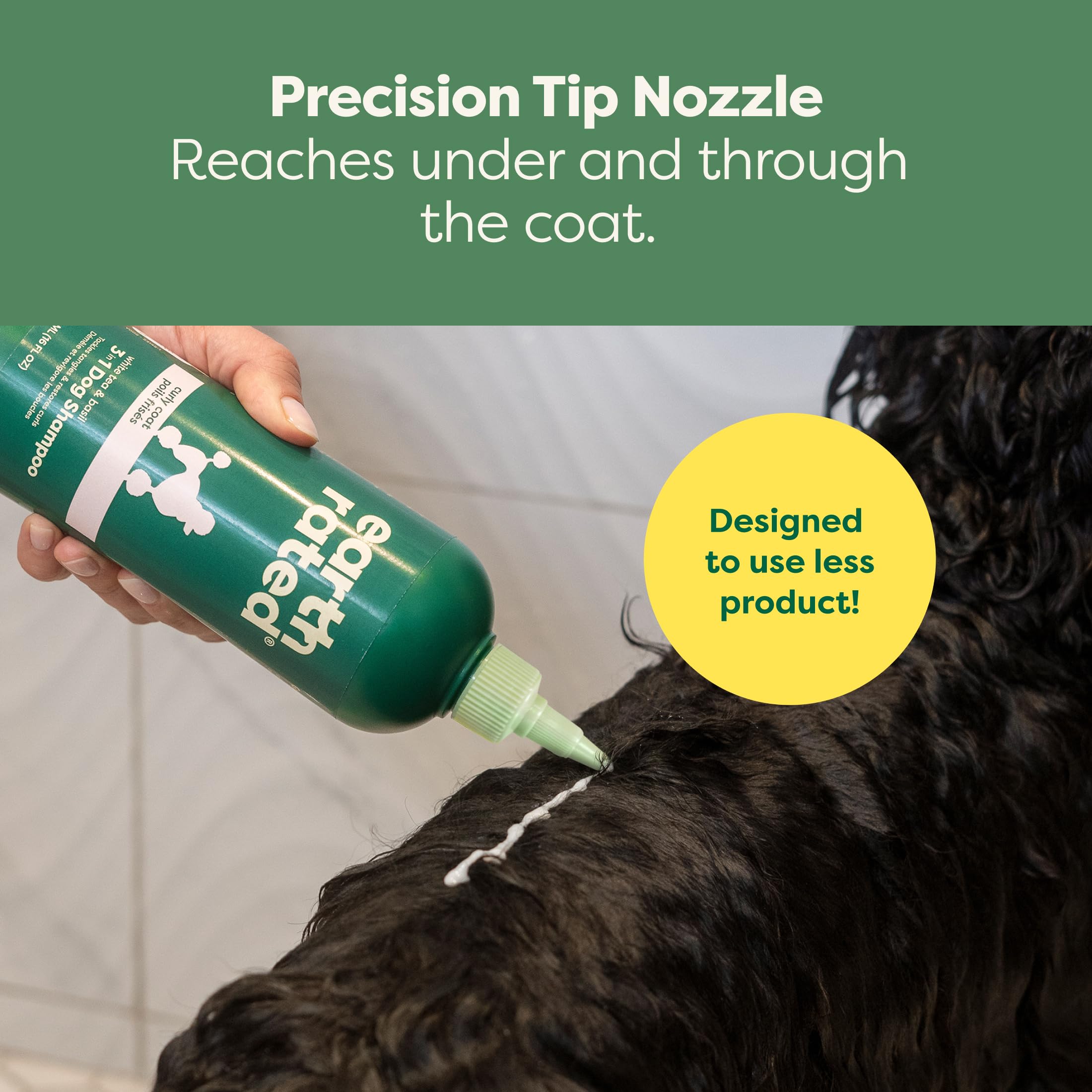Earth Rated 3-in-1 shampoo conditioner bottle supports streamlined grooming routines.