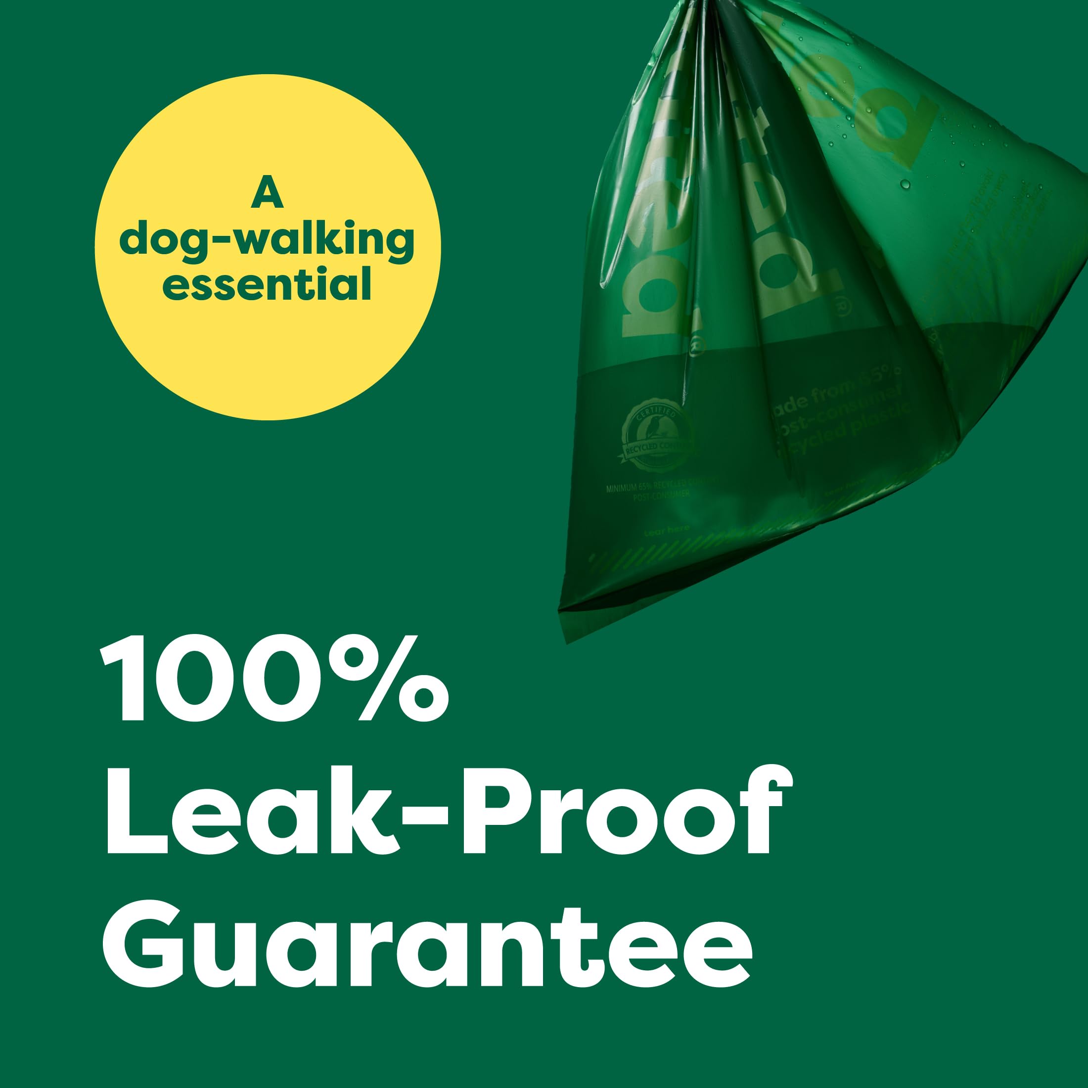 Earth Rated bag holder attached to leash with silicone strap for secure use