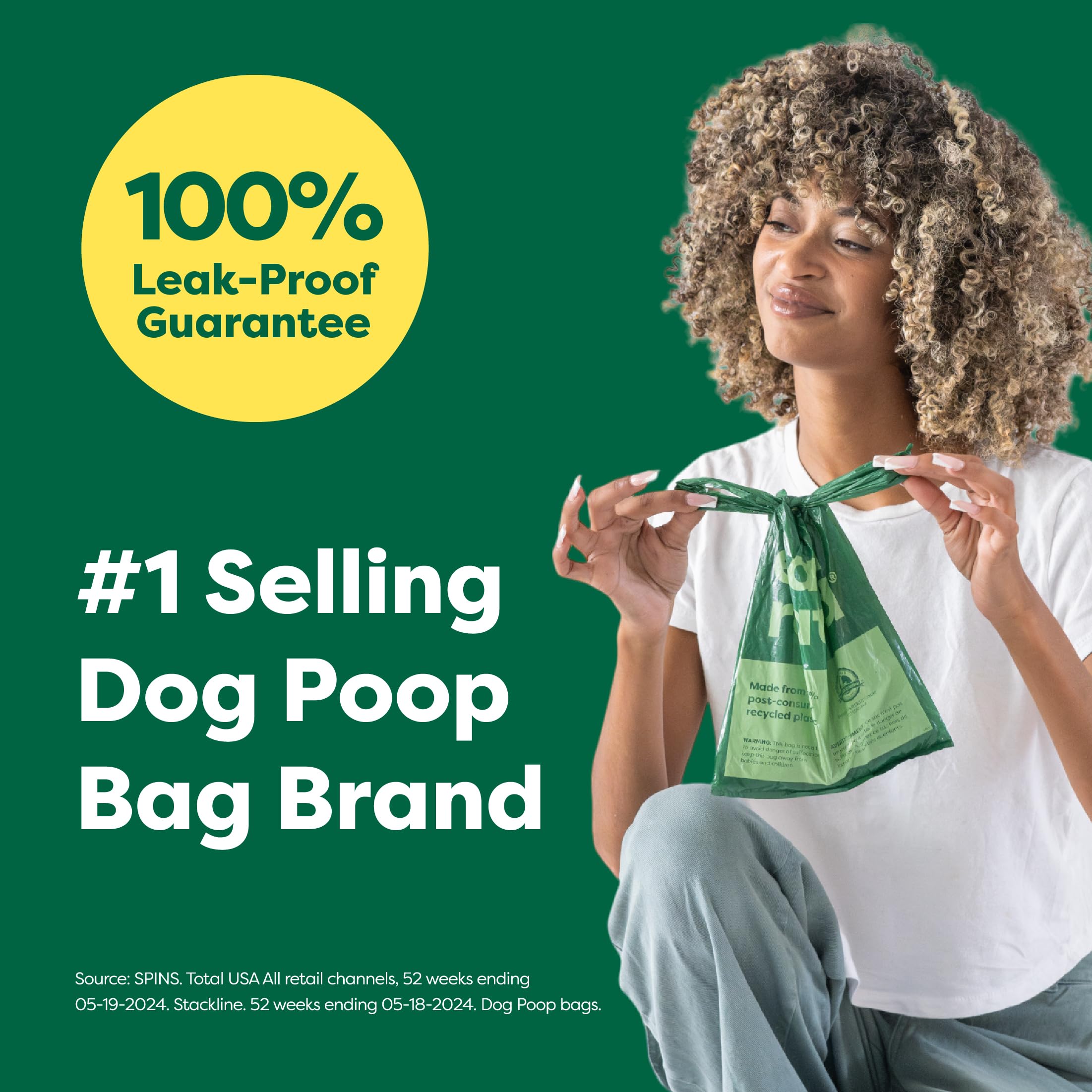 Earth Rated leakproof design dog bags, side view, sturdy and mess-free for outdoor cleanup.