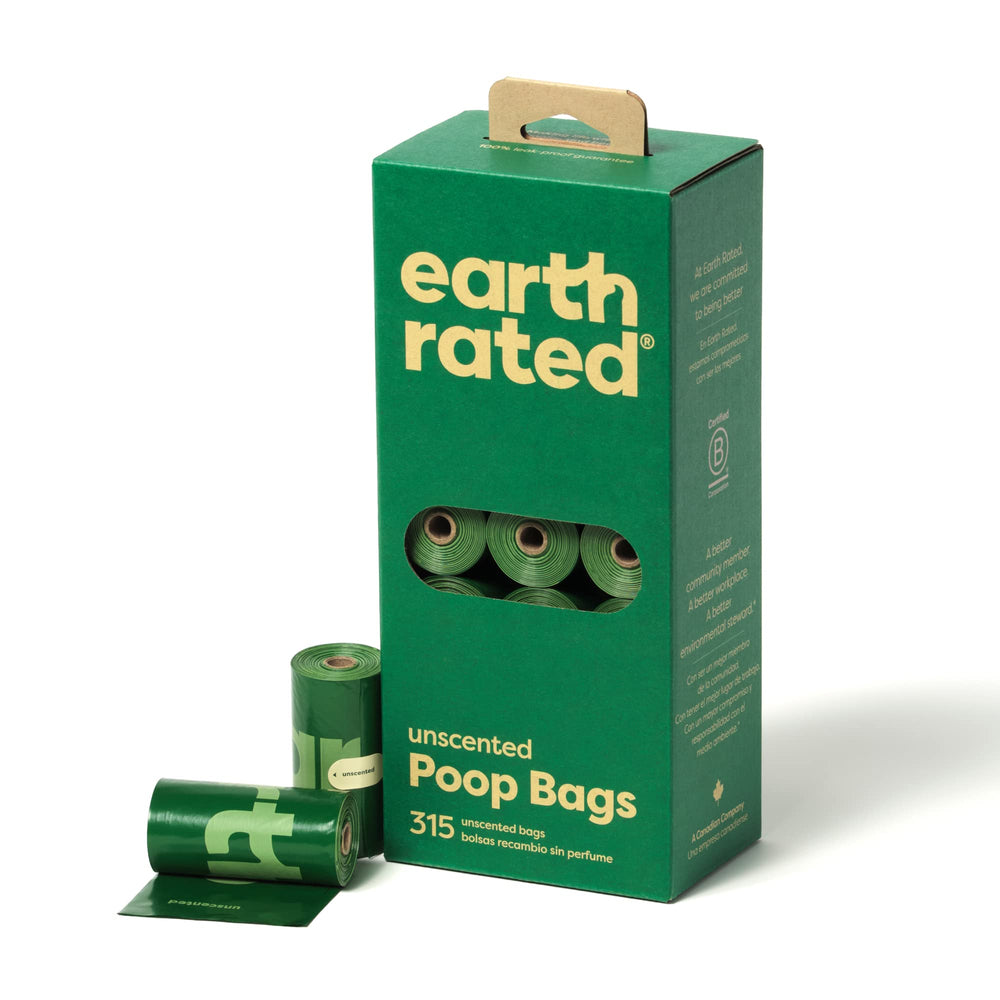 Earth Rated dog poop bags refill rolls ready for quick cleanup on walks.