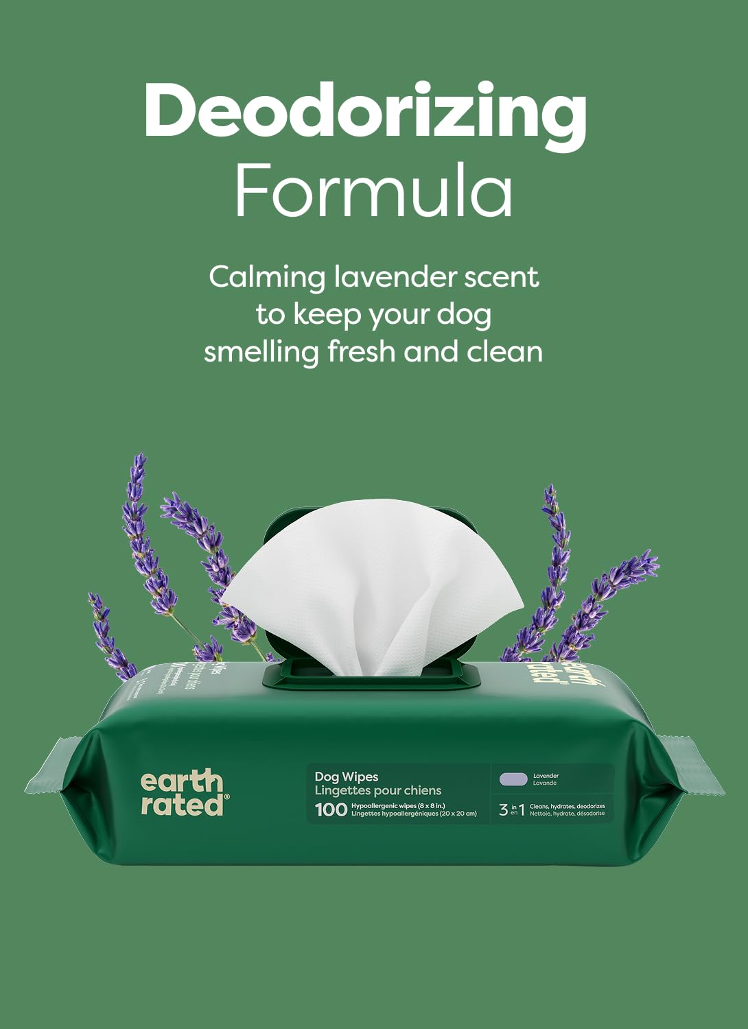 Earth Rated 98% biobased material label on wipe packaging.