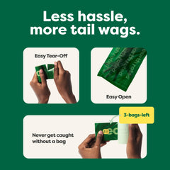 Easy-tear design with built-in line enables quick access during walks.
