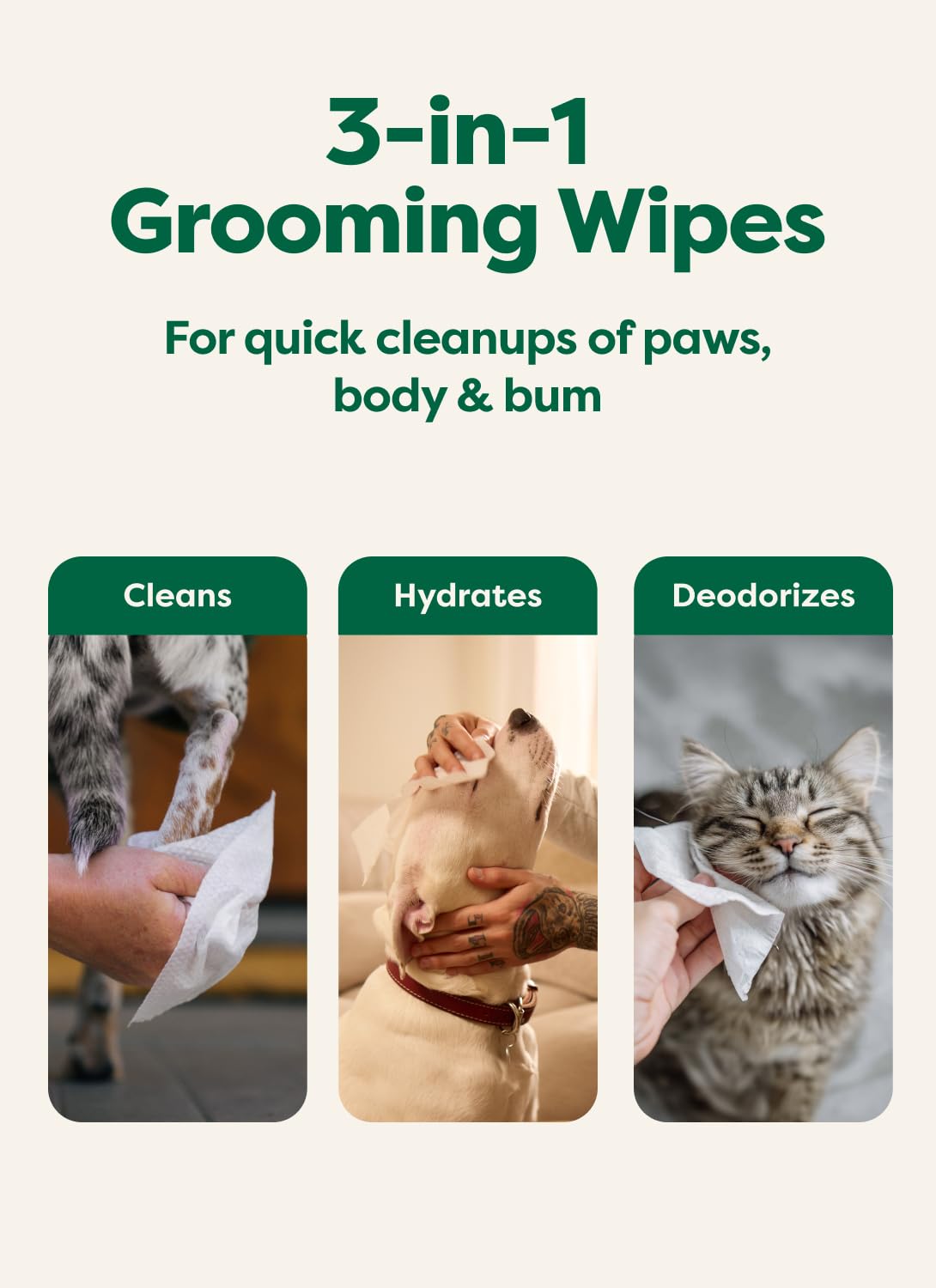 Earth Rated Pet Wipes body clean to refresh fur between baths