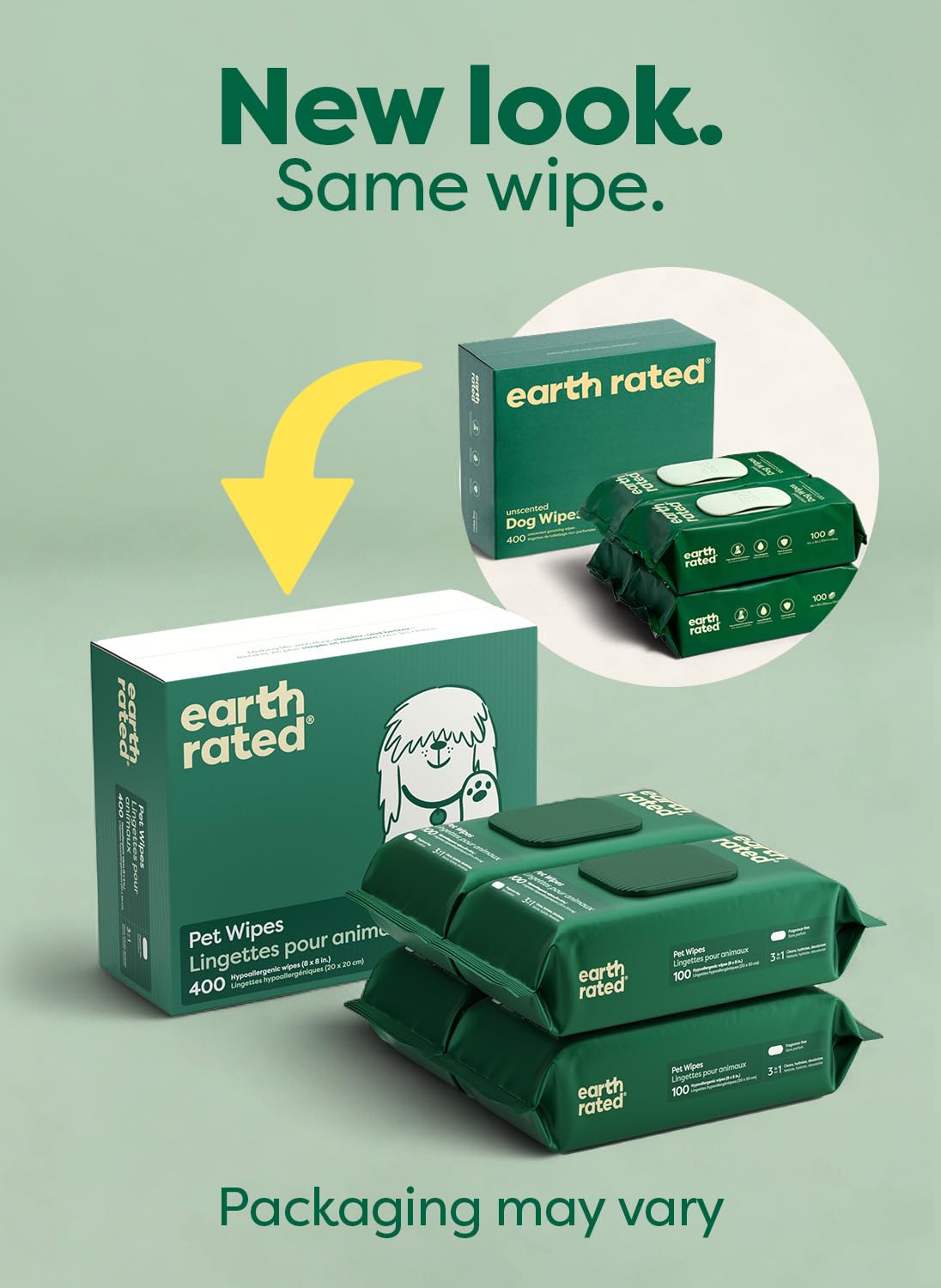 Earth Rated Pet Wipes for body cleaning during grooming