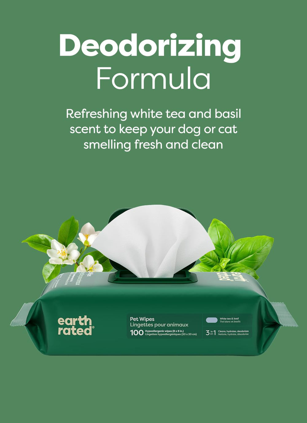 Earth Rated Pet Wipes with aloe and shea hydrate skin