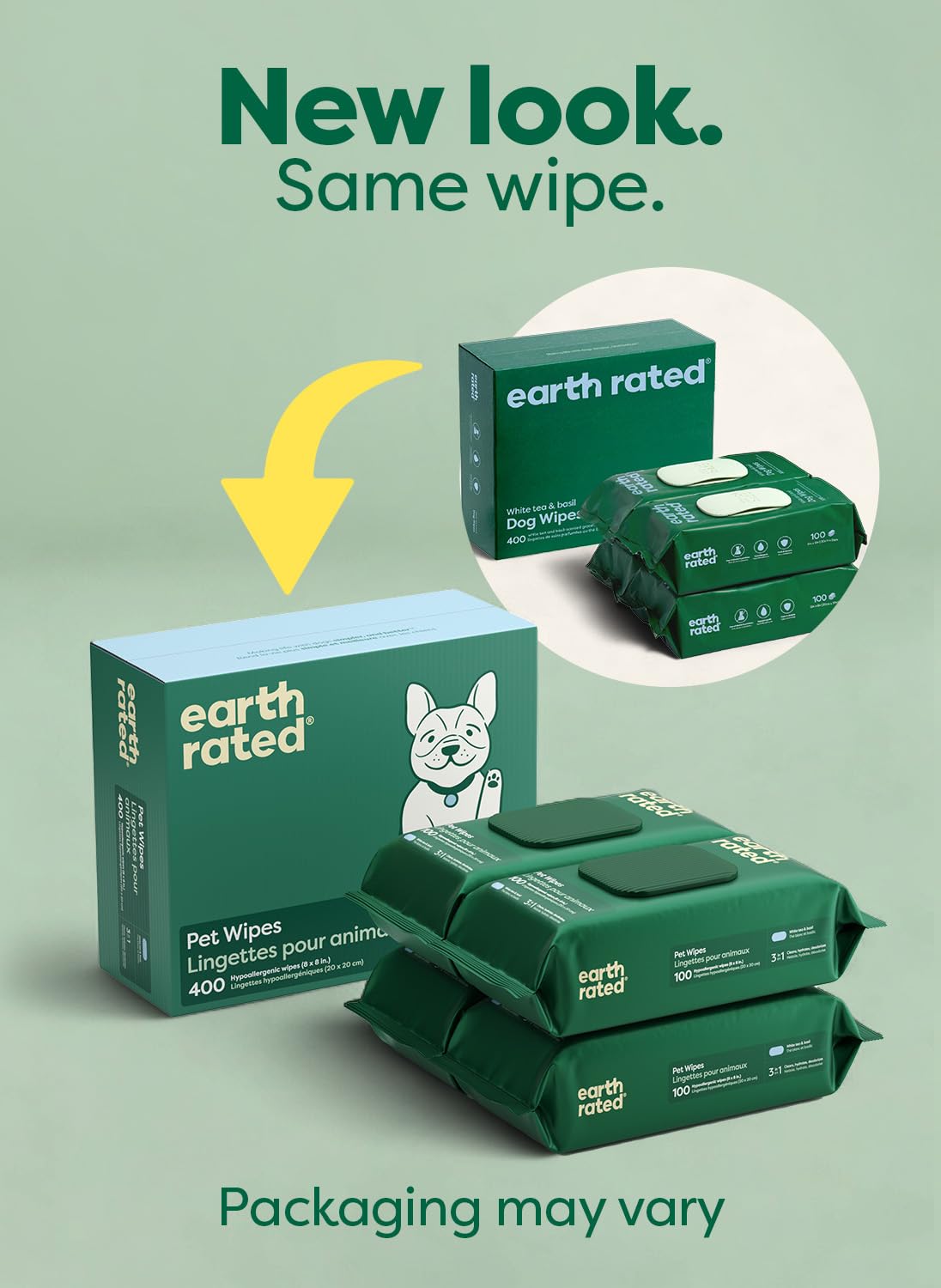 Earth Rated Pet Wipes textured wipes lift dirt effectively