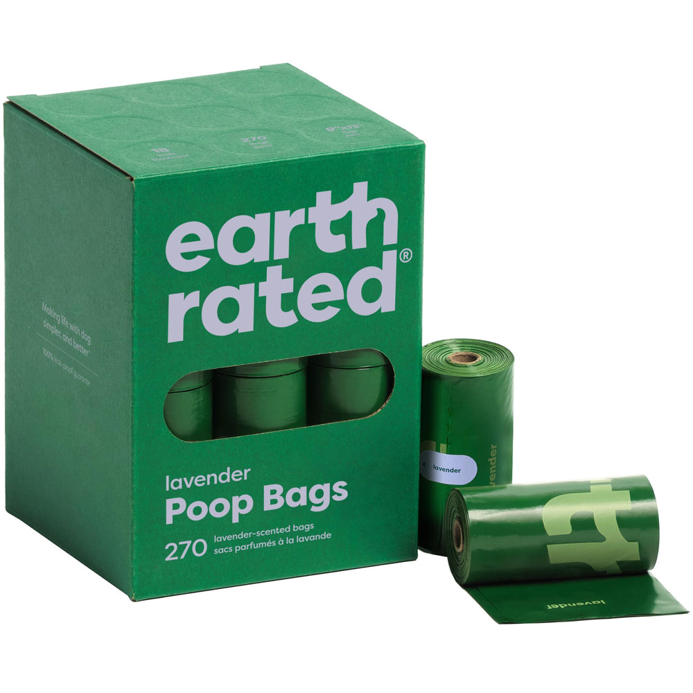 Earth Rated poop bags with dispenser, ready for walks and easy access