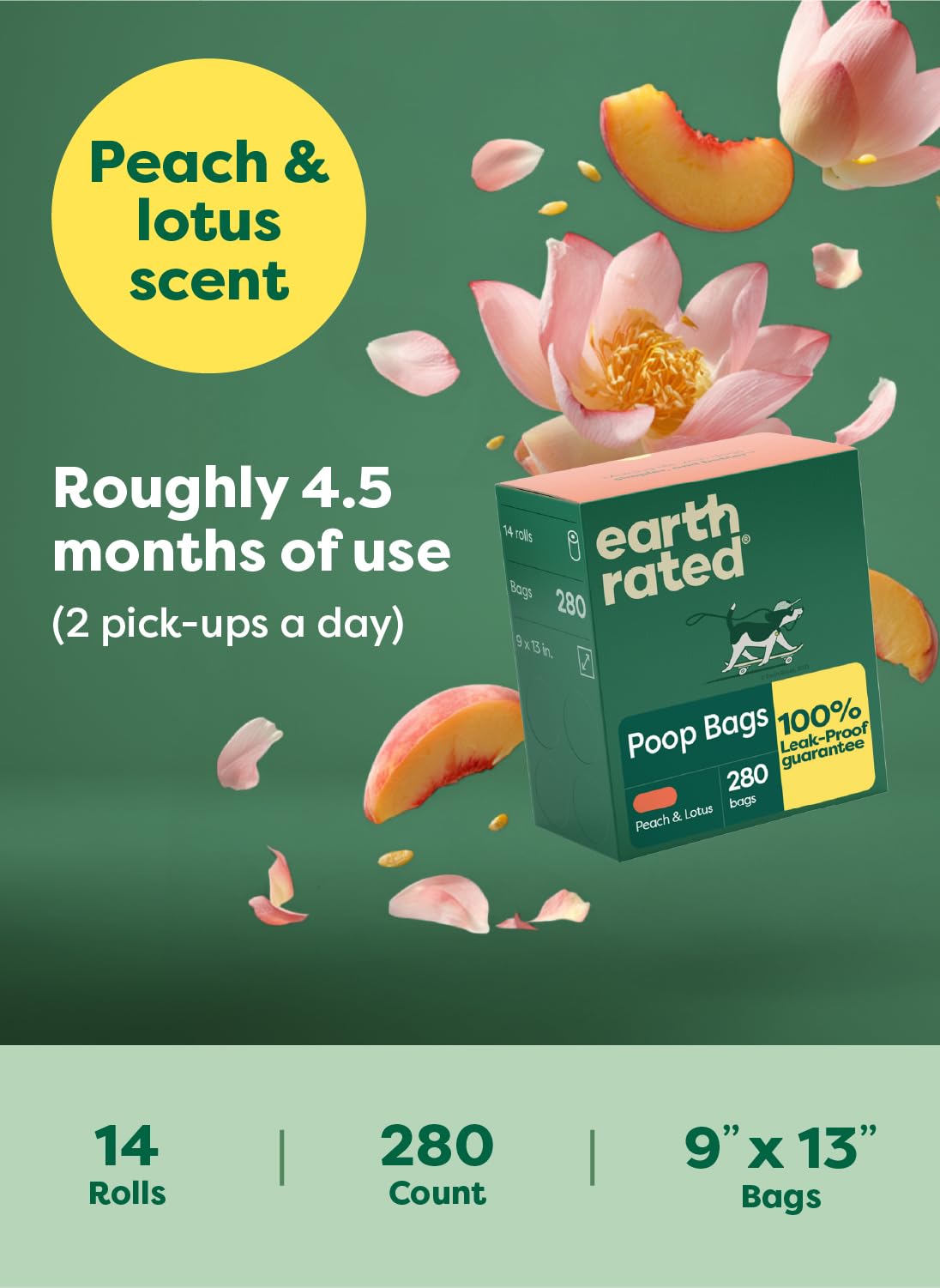 Earth Rated easy-tear line shown for simple one-handed bag separation.