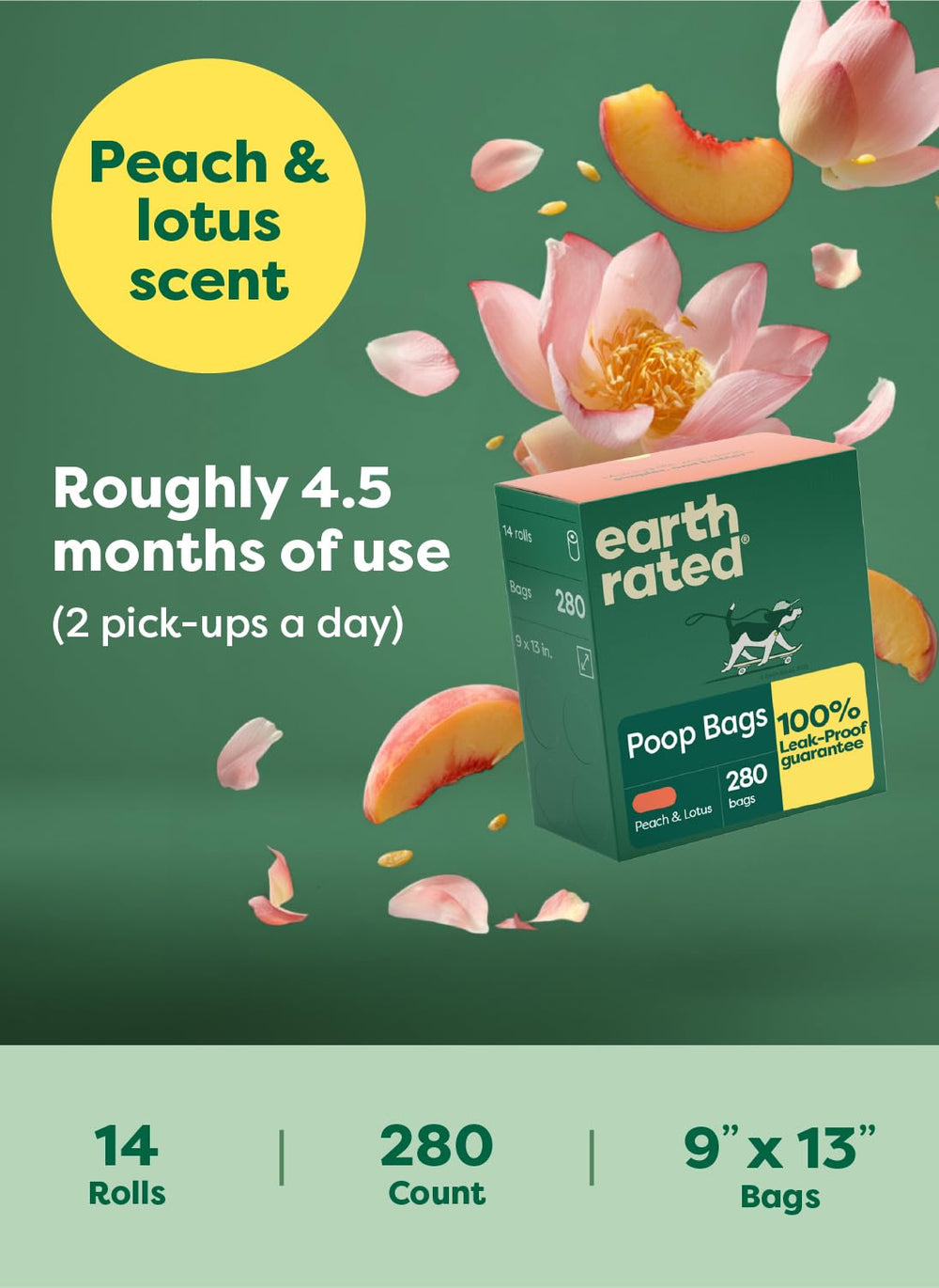 Earth Rated easy-tear line shown for simple one-handed bag separation.
