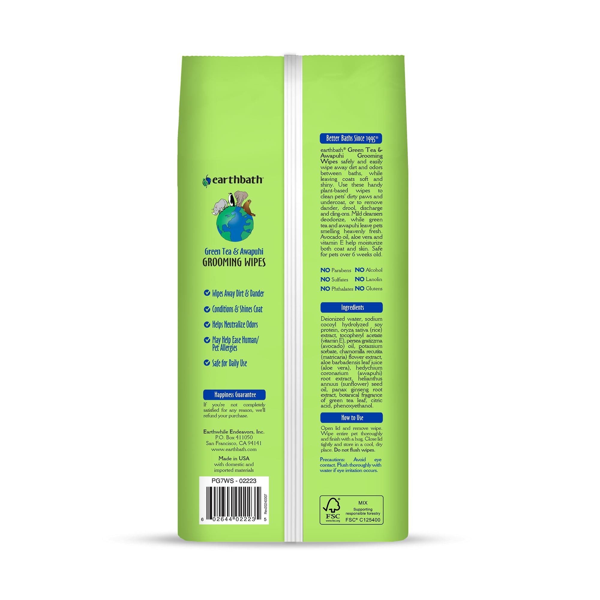 Earthbath wipes texture close-up shows thick, soft material for gentle grooming.