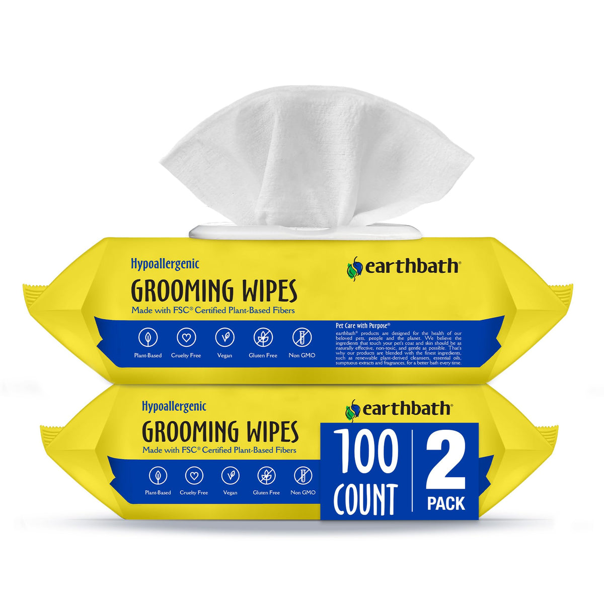Earthbath hypo-allergenic grooming wipes pack open for quick pet cleanup