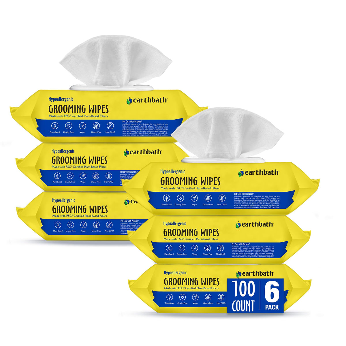 Earthbath fragrance-free hypoallergenic wipes for paws offer gentle cleansing and conditioning.