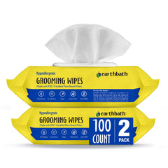 earthbath hypoallergenic wipes in a 2-pack front view for fragrance-free dog grooming