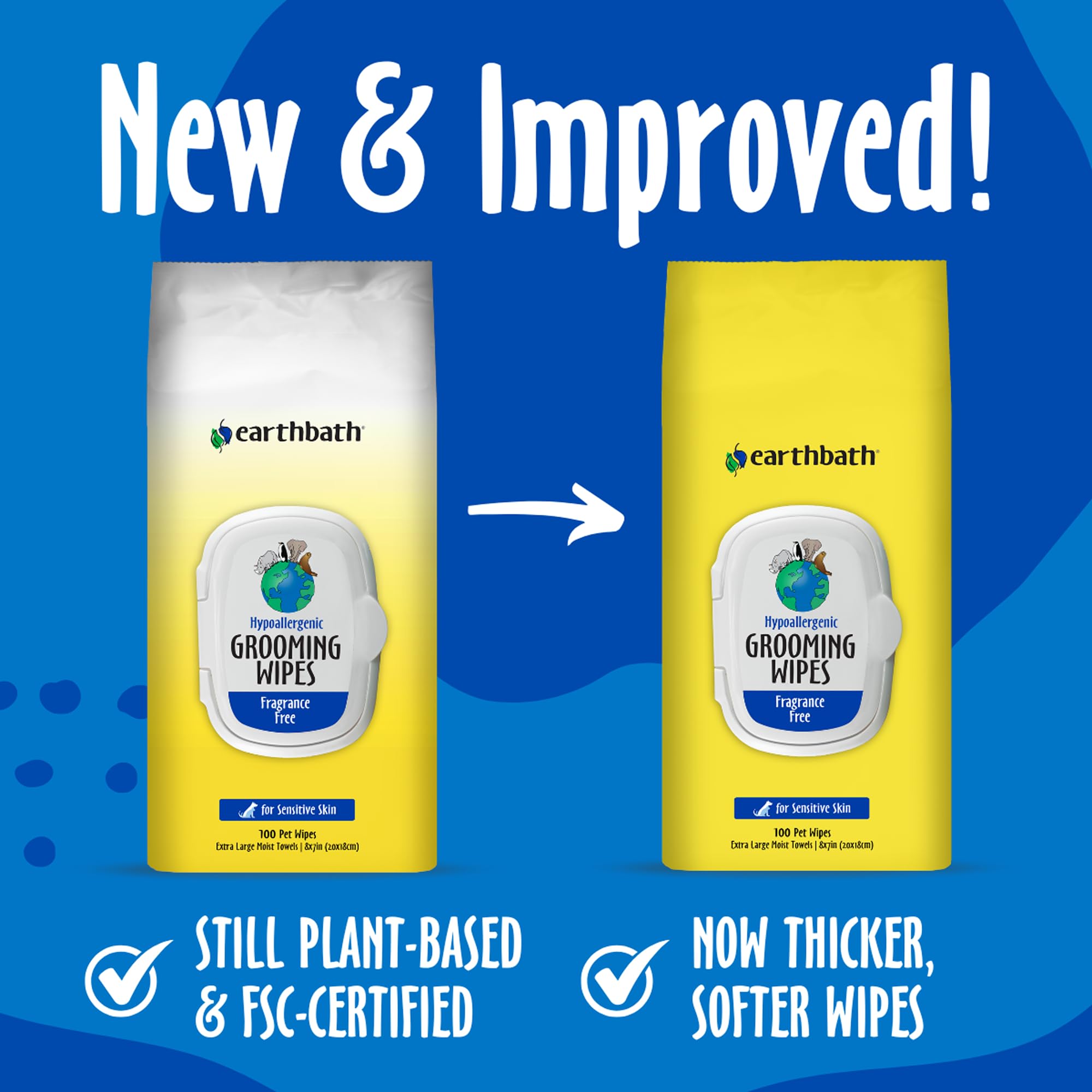 earthbath hypoallergenic wipes used on a dog's paws for cleaning and odor control