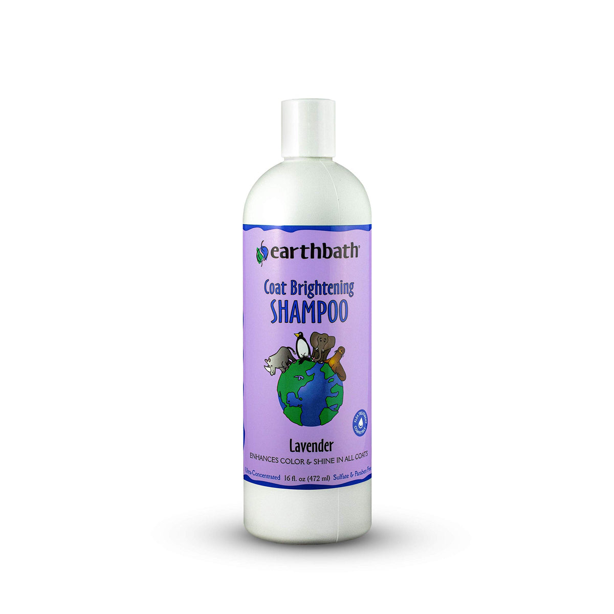 Earthbath Lavender dog shampoo bottle shows gentle cleansing for pets.