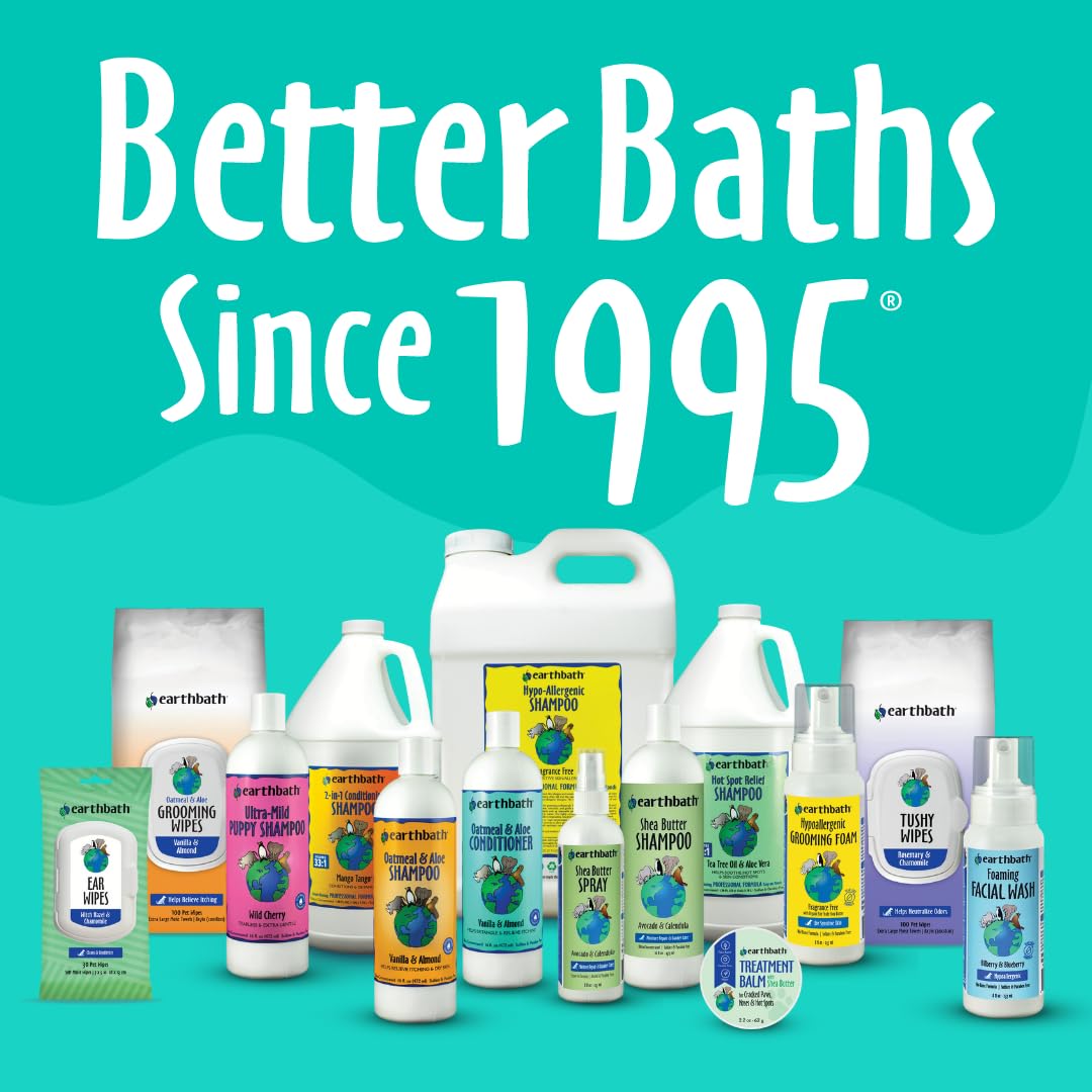 Earthbath USA-made natural ingredients label indicates trusted, non-toxic pet cleansing