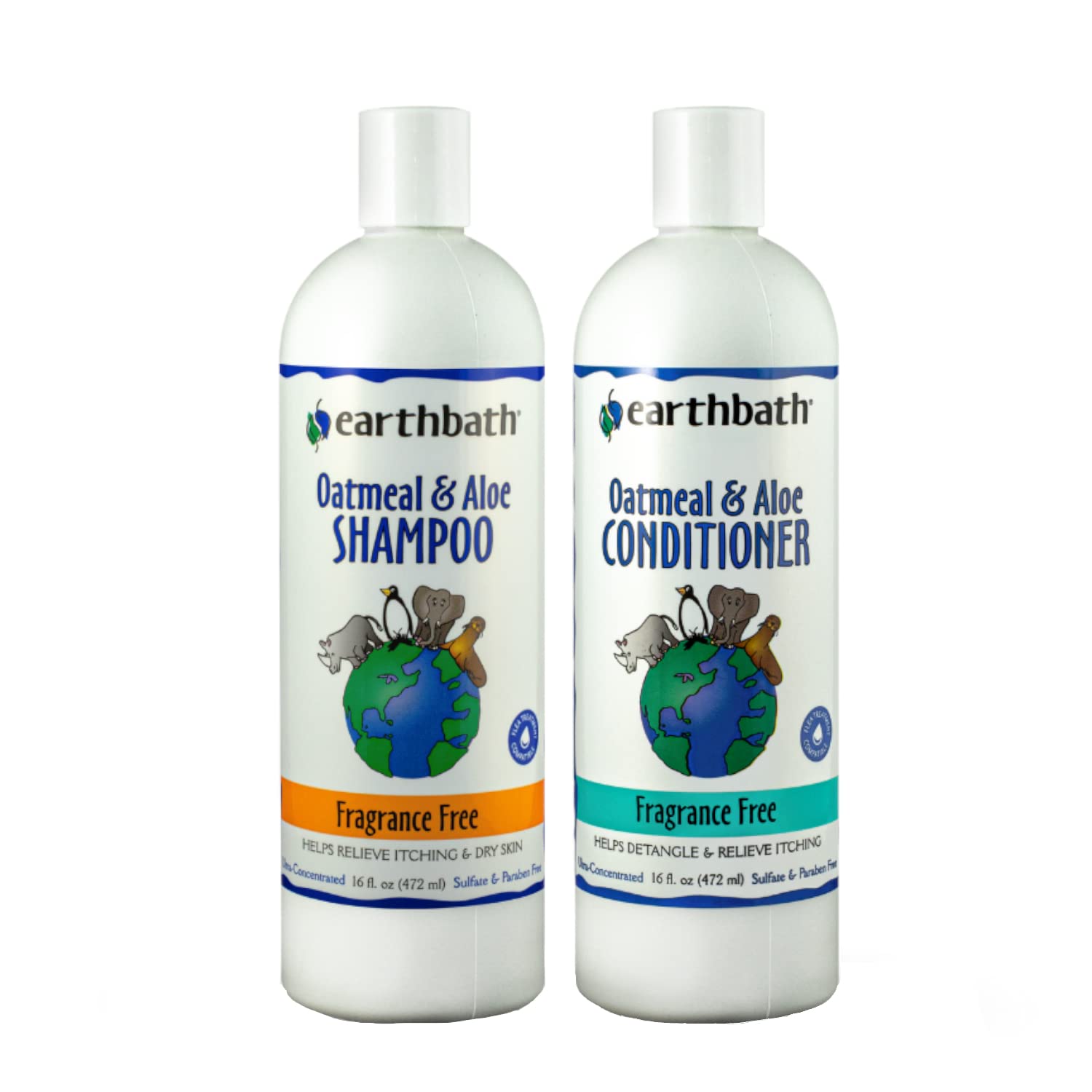 Earthbath Oatmeal & Aloe dog shampoo bottle for soothing dry skin.