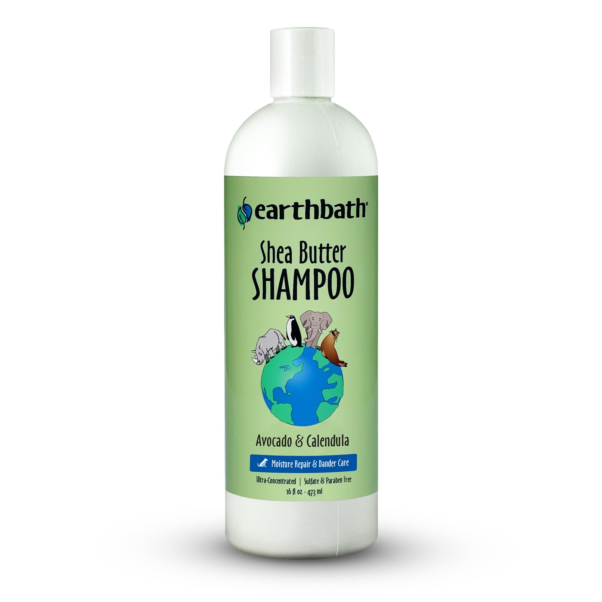 Earthbath Shea Butter Shampoo bottle for dog moisture care.