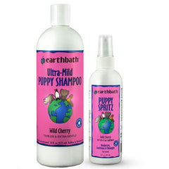 earthbath Ultra-Mild Wild Cherry Shampoo bottle with rich lather and cherry scent.