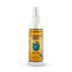earthbath Vanilla and Almond 3-in-1 dog spritz bottle pour freshens coat.