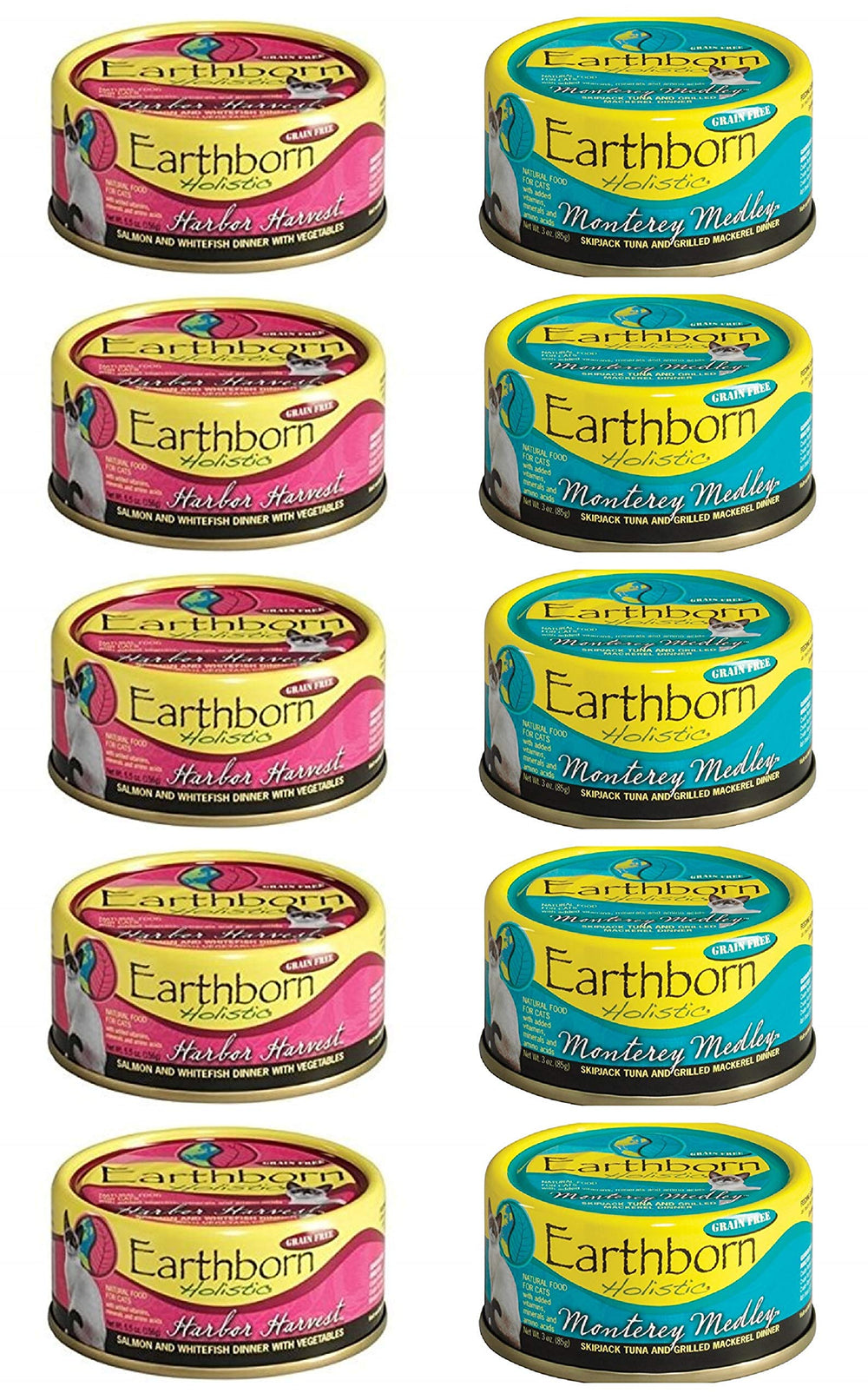 Earthborn Holistic Harbor Harvest can showing salmon and vegetables for cats