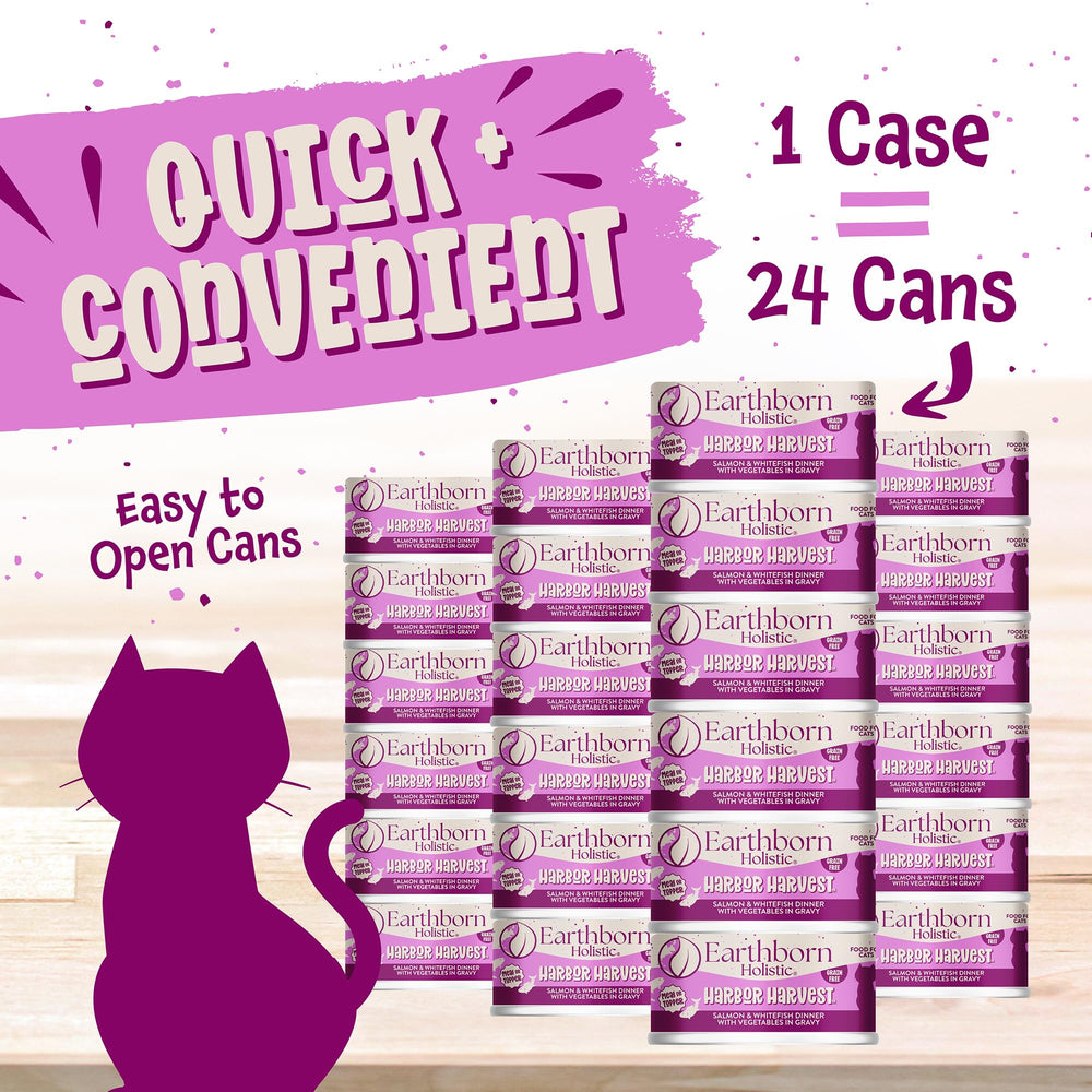 Earthborn Holistic Harbor Harvest gluten-free grain-free can, designed for easy digestion.