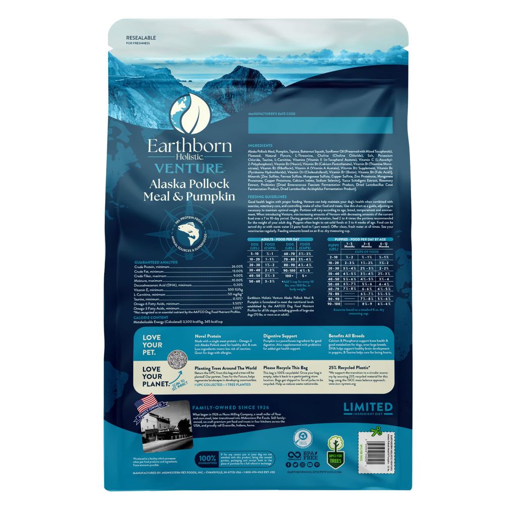 Earthborn Holistic Venture Grain-free kibble for dogs with sensitivities