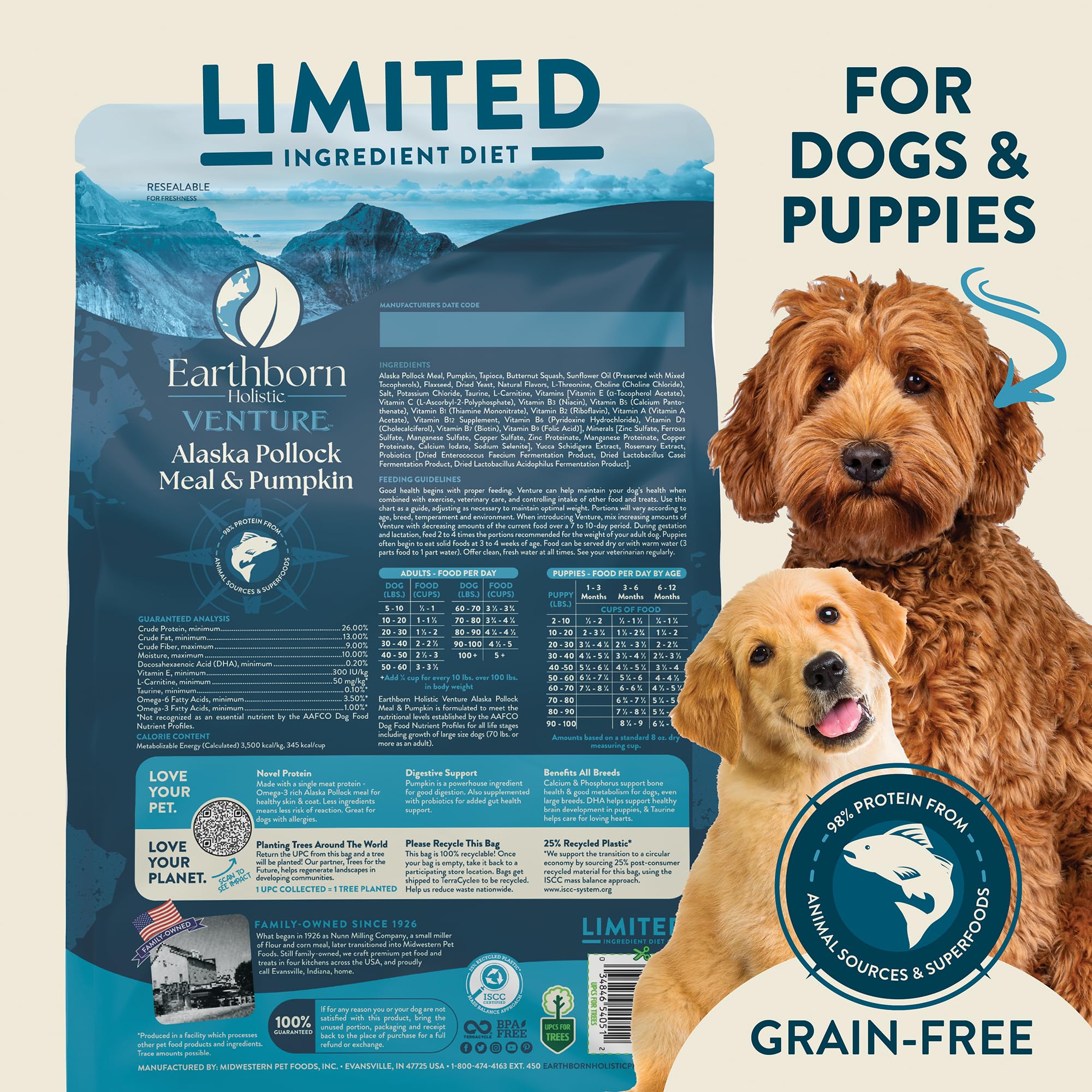 Earthborn Holistic Venture Probiotics boost gut health for dogs