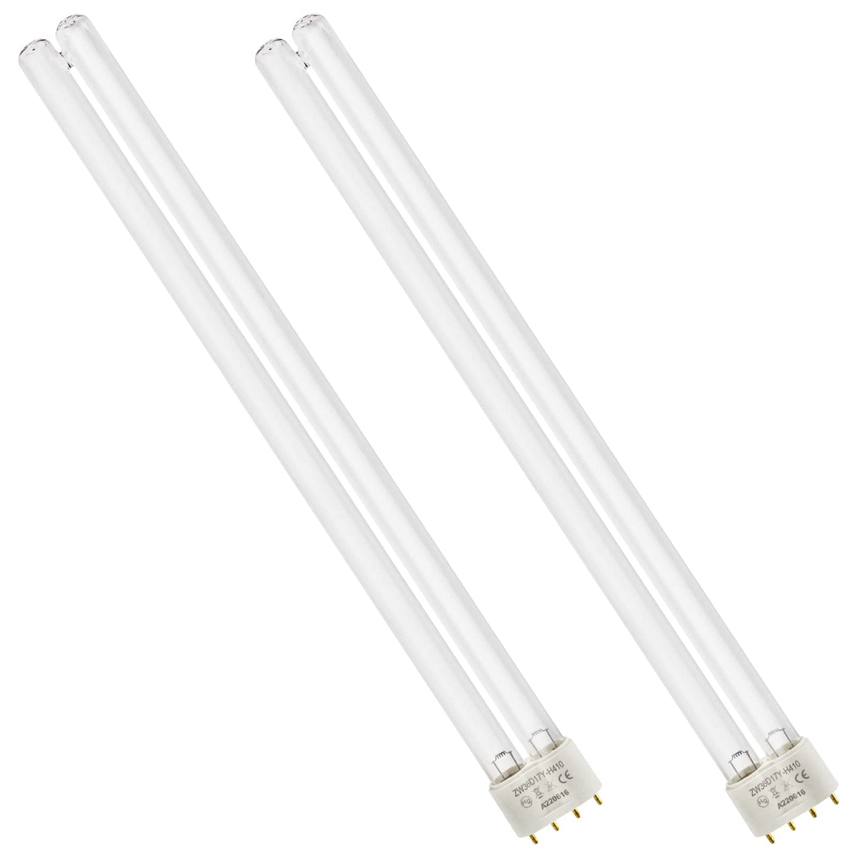 Earthtec two 36W UV bulb lamp front view; JEBAO-compatible 2G11 base for replacement
