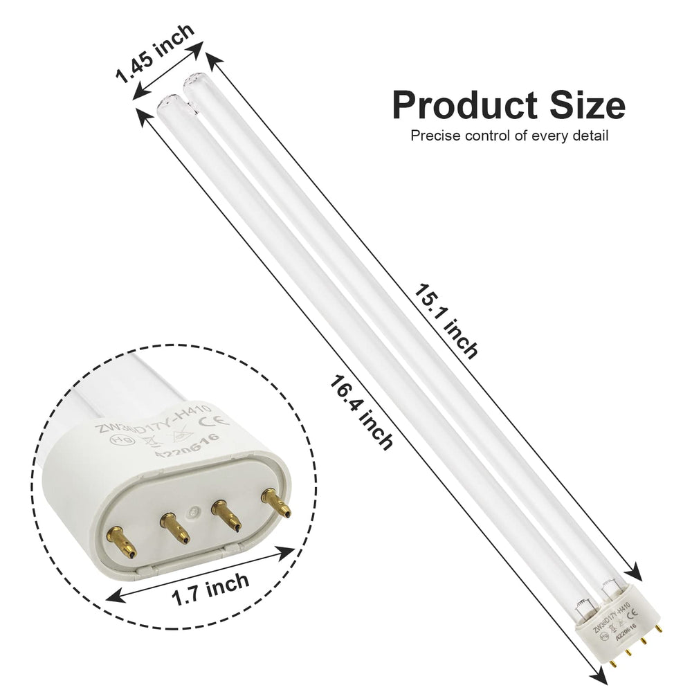 Earthtec UV bulb lamp side angle showing 2G11 base for quick swaps