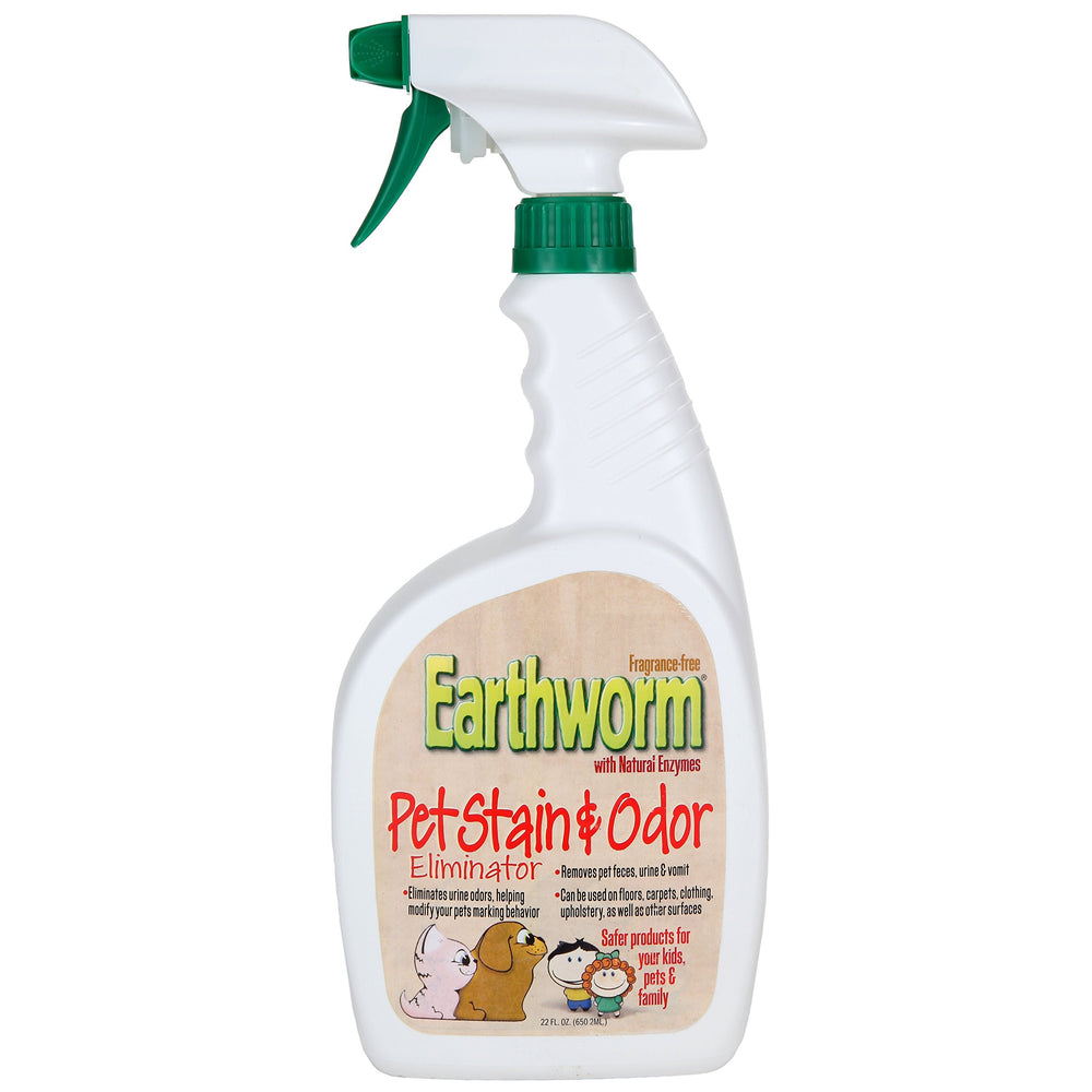 Earthworm Pet Stain Remover bottle 22 oz ready to tackle odors and stains at home