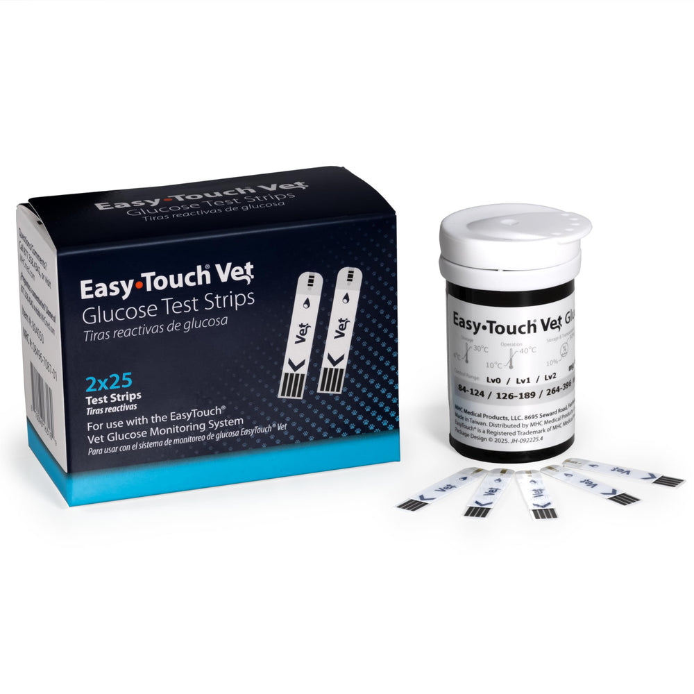Easy Touch Pet Glucose Test Strips box for at-home use.