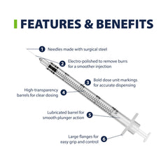 Easy Touch Pet U-40 syringe barrel close-up with grip for precise home dosing.