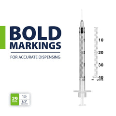 Easy Touch Pet U-40 syringe half-unit markings support precise pet dosing.
