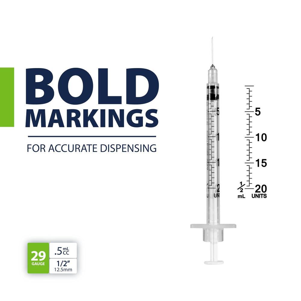 Easy Touch U-40 syringes with large flange for secure grip during injections.