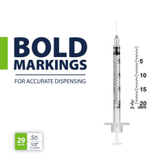 Easy Touch U-40 syringes with large flange for secure grip during injections.