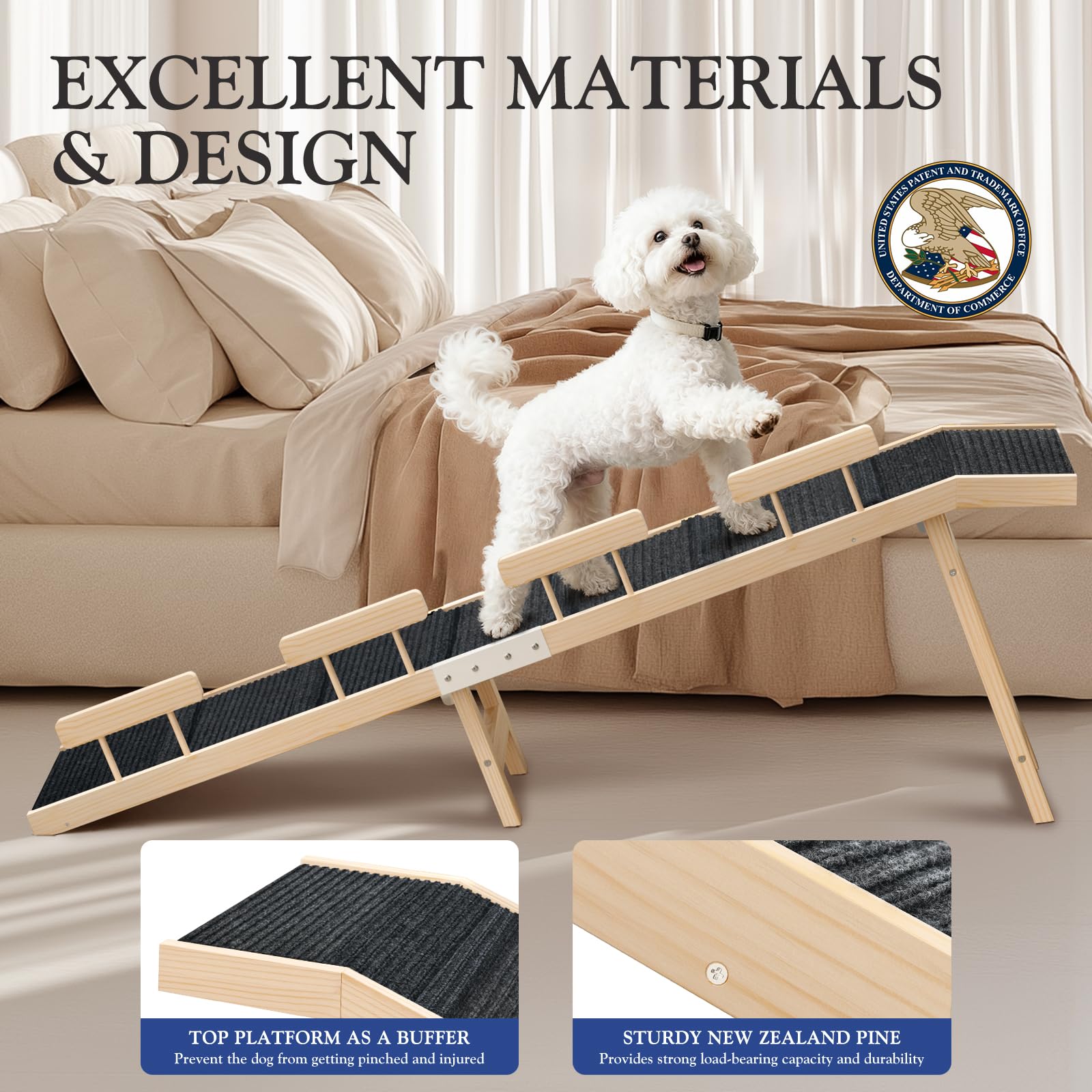 Easyego durable pine wood ramp with iron plates provides stable daily use.