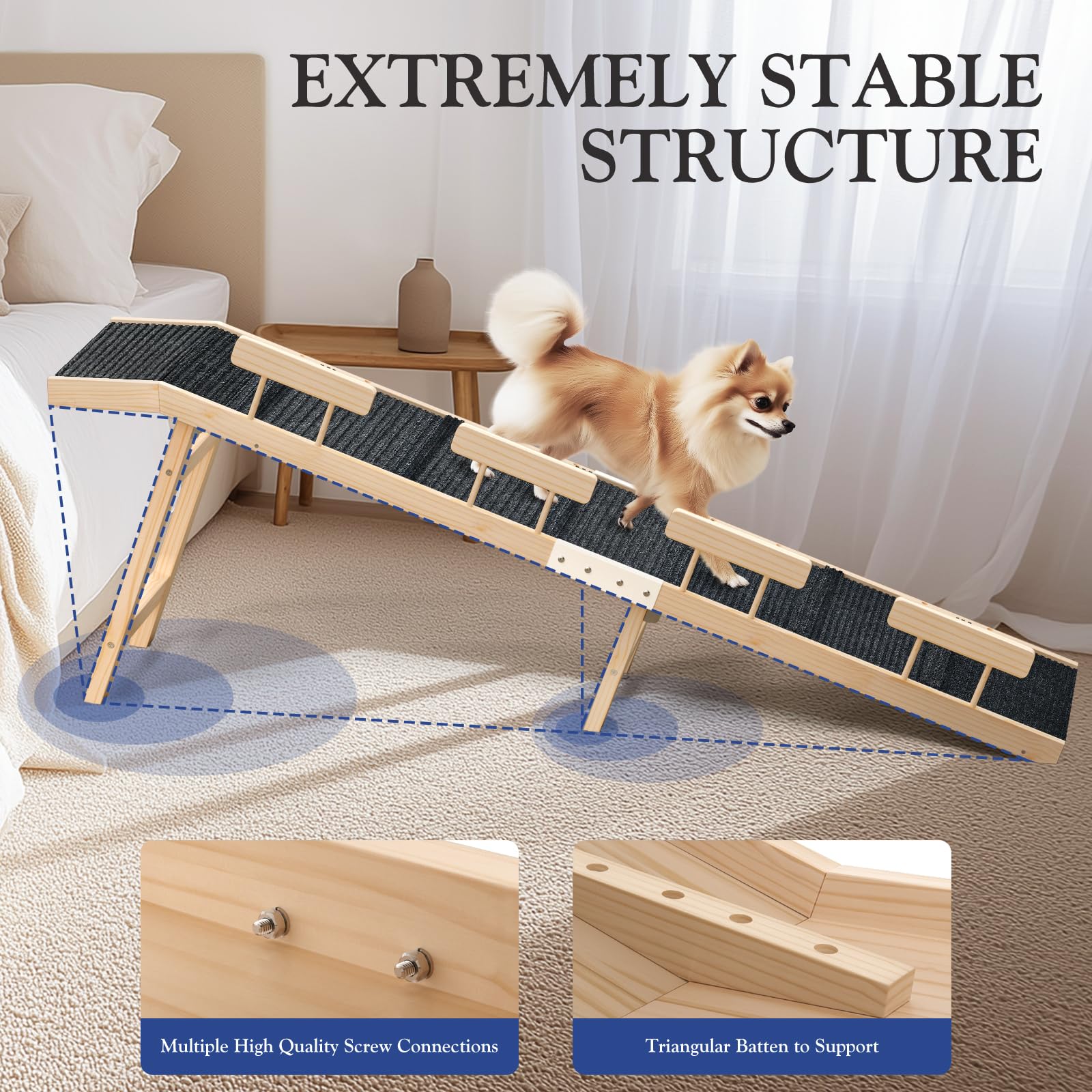 Easyego removable side rails guide pets securely up and down.