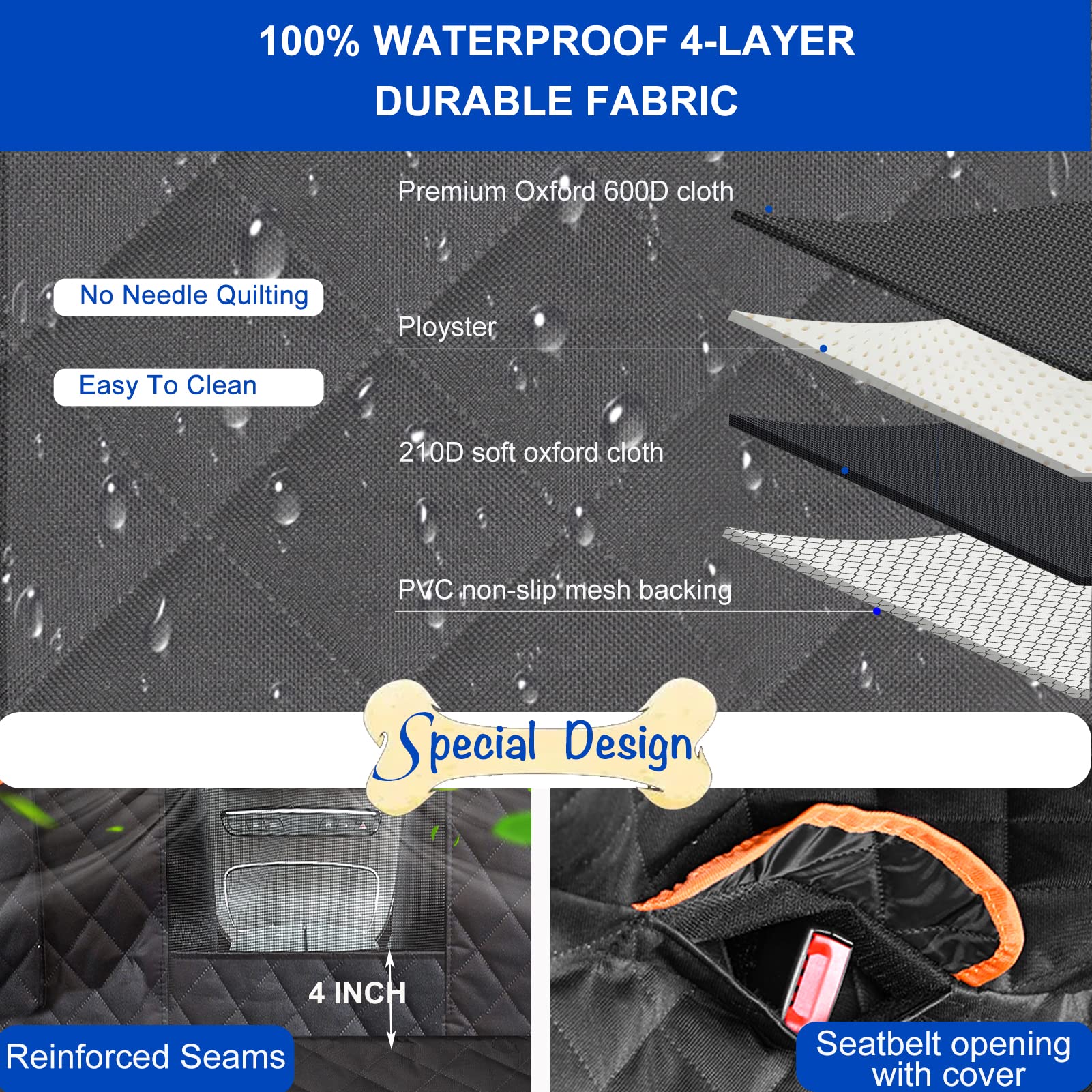 EasyHaWei car seat cover with durable straps stays in place on rough roads.