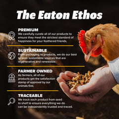 Back label close-up on Eaton grubs showing USA grown ingredients